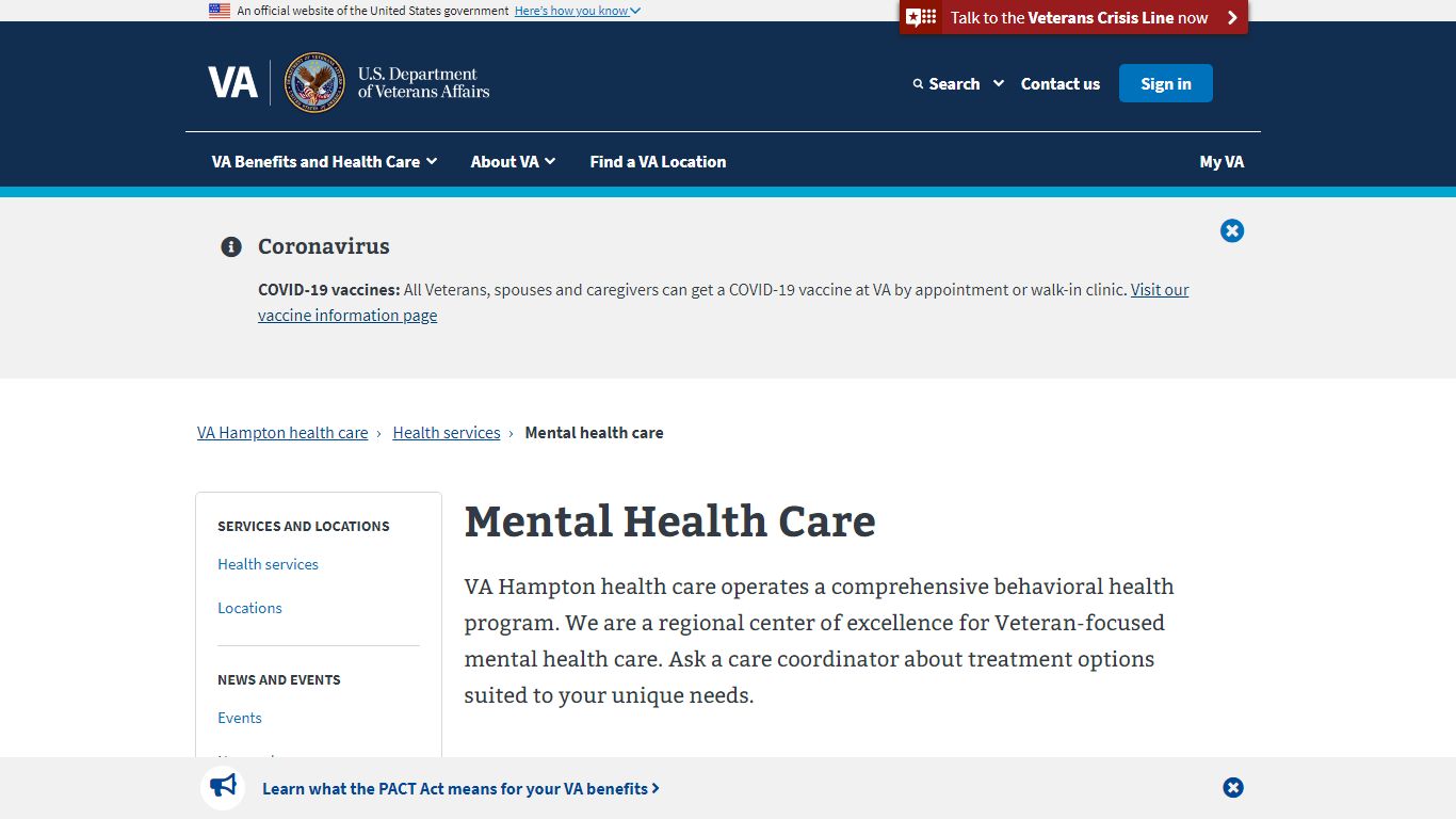 Mental Health Care | VA Hampton Health Care | Veterans Affairs